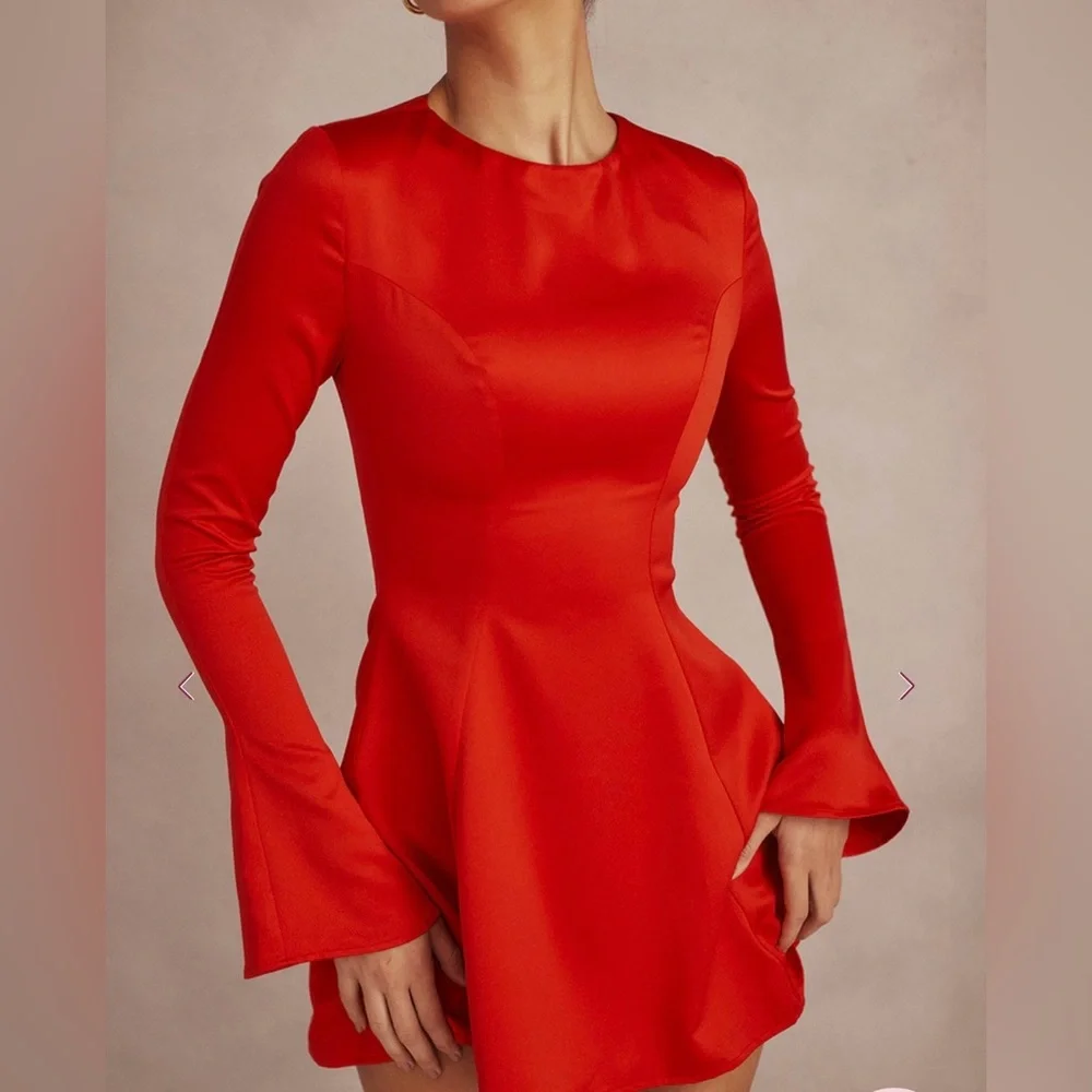 House of CB Sacha Satin Mini Dress in Red Size XL - Picture 5 of 13